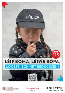 Affiches dans le cadre de la campagne de sensibilisation pour personnes âgées « Léif Boma, léiwe Bopa, Loosst iech net beducksen! »