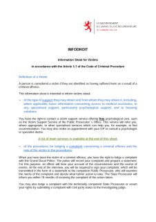 INFODROIT - Information Sheet for Victims