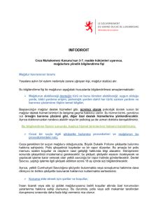 INFODROIT - Ceza Muhakemesi Kanunu'nun 3-7. madde hükümleri uyarınca, mağdurlara yönelik bilgilendirme fişi