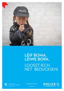 Flyer de la campagne : Léif Boma, léiwe Bopa, Loosst iech net beducksen !