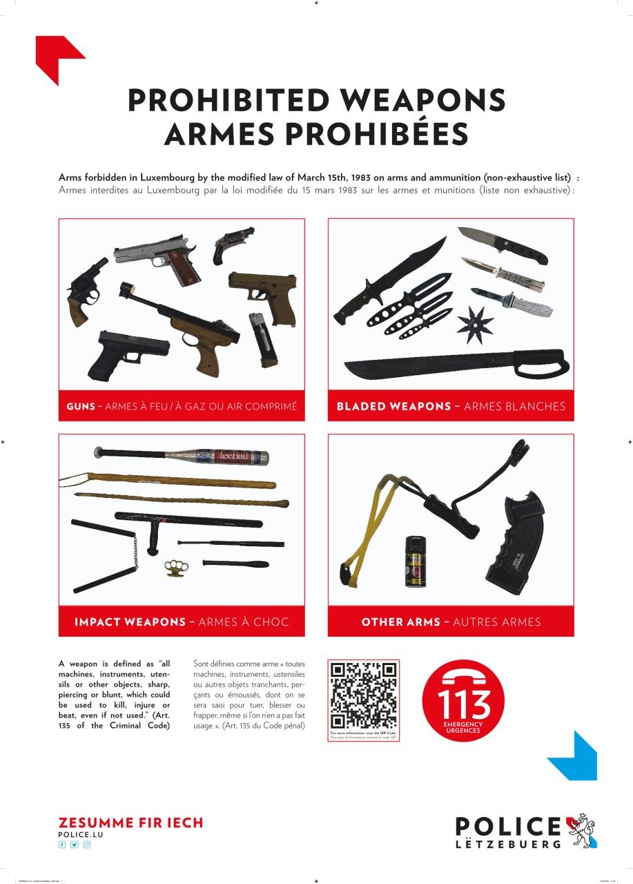 Armes Prohib Es Prohibited Weapons Portail De La Police Grand